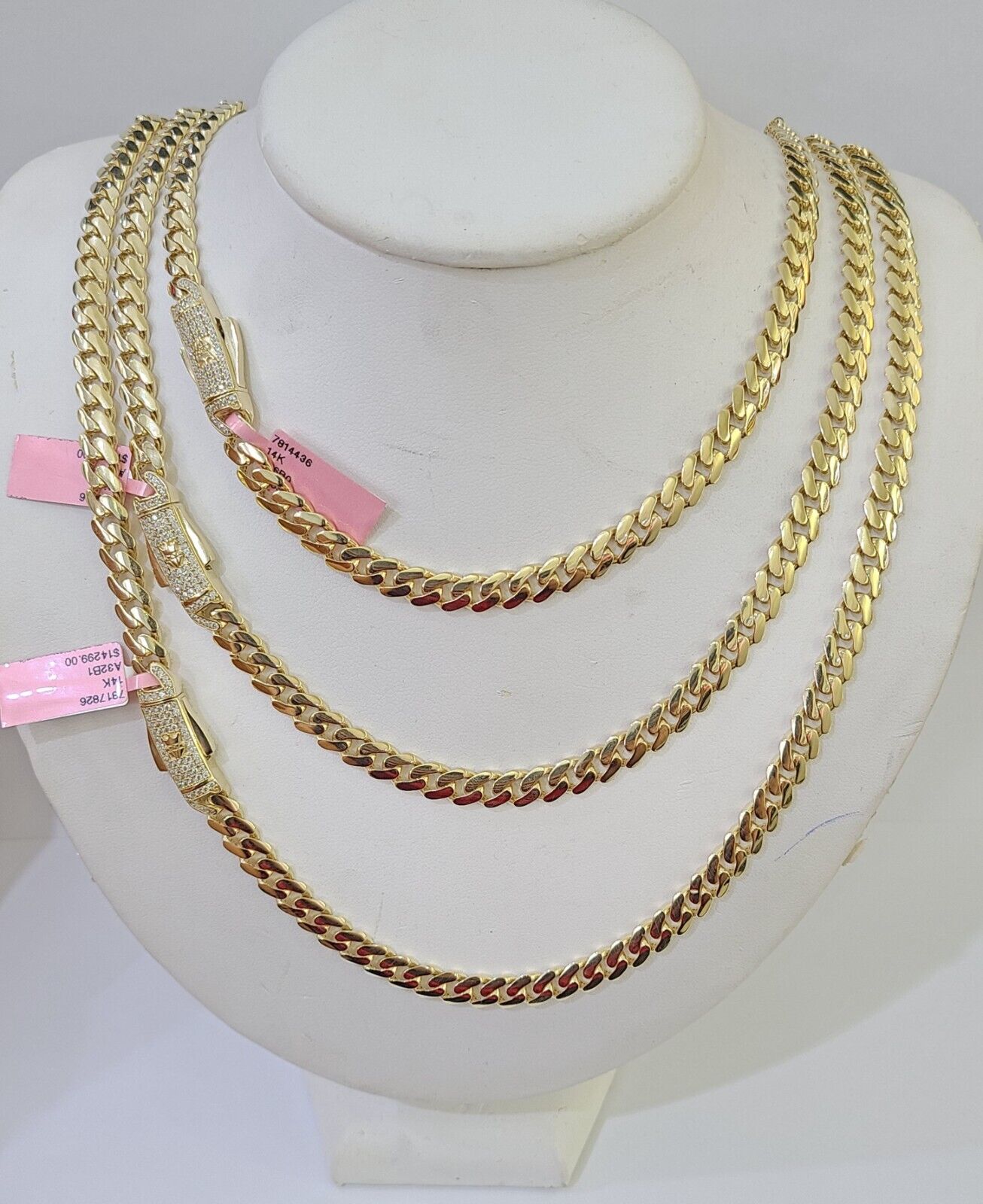 Real 14k Royal Monaco Link Chain 7mm 20 - 26 inches Yellow Gold Genuine - GoldenlinQ